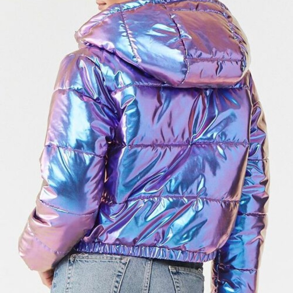NWT Iridescent Metallic Puffer Jacket size S